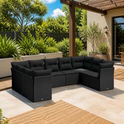 Your Outdoor Oasis: 9 Piece Black Sofa Set