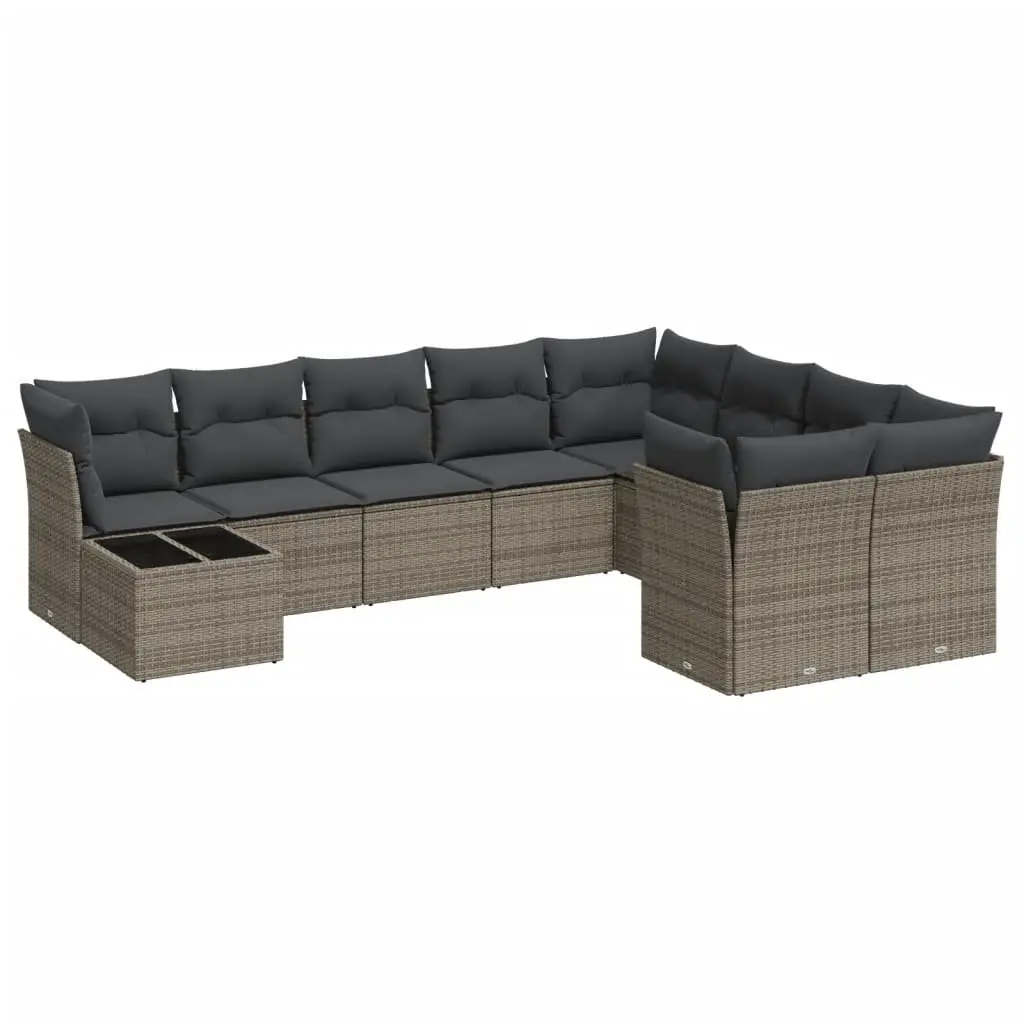 Garden Sofa Set 10 Piece Outdoor Furniture Patio Sectional Grey Cushions