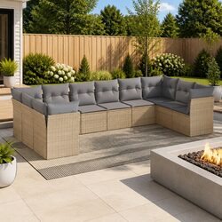 Friendly 10-Piece Beige Garden Sofa Set for Your Patio