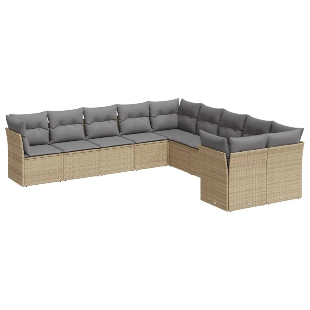 Modular10PieceOutdoorGardenSofaSetwithCushionsBeige