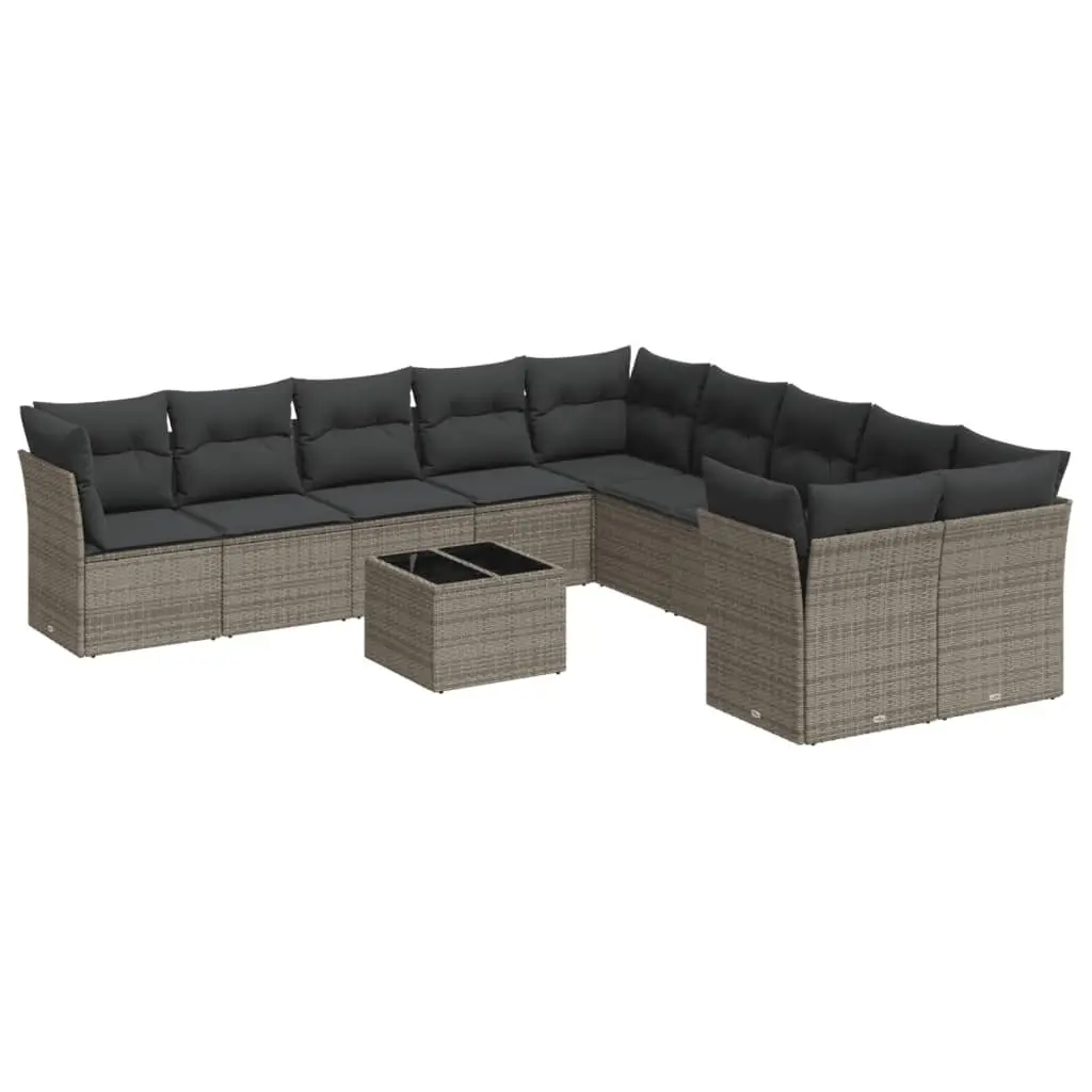 Garden Sofa Set 11 Piece Outdoor Furniture Grey Poly Rattan Modular Patio