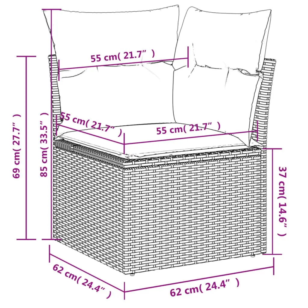Modular Garden Sofa Set 11 Piece Black Poly Rattan Outdoor Furniture