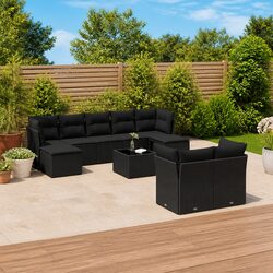 Inviting 10 Piece Modular Garden Sofa Set in Black