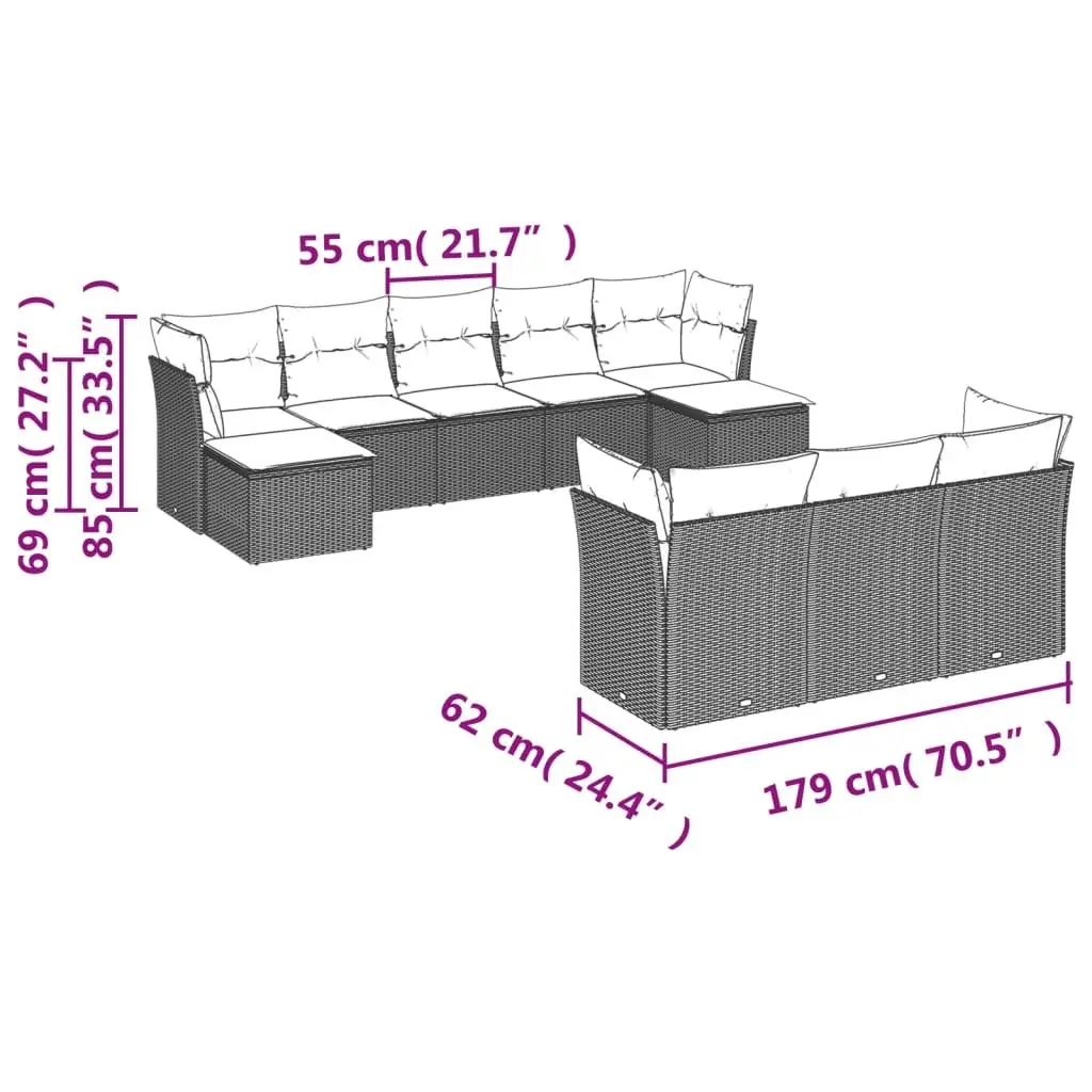 10-Piece Modular Patio Sofa Set