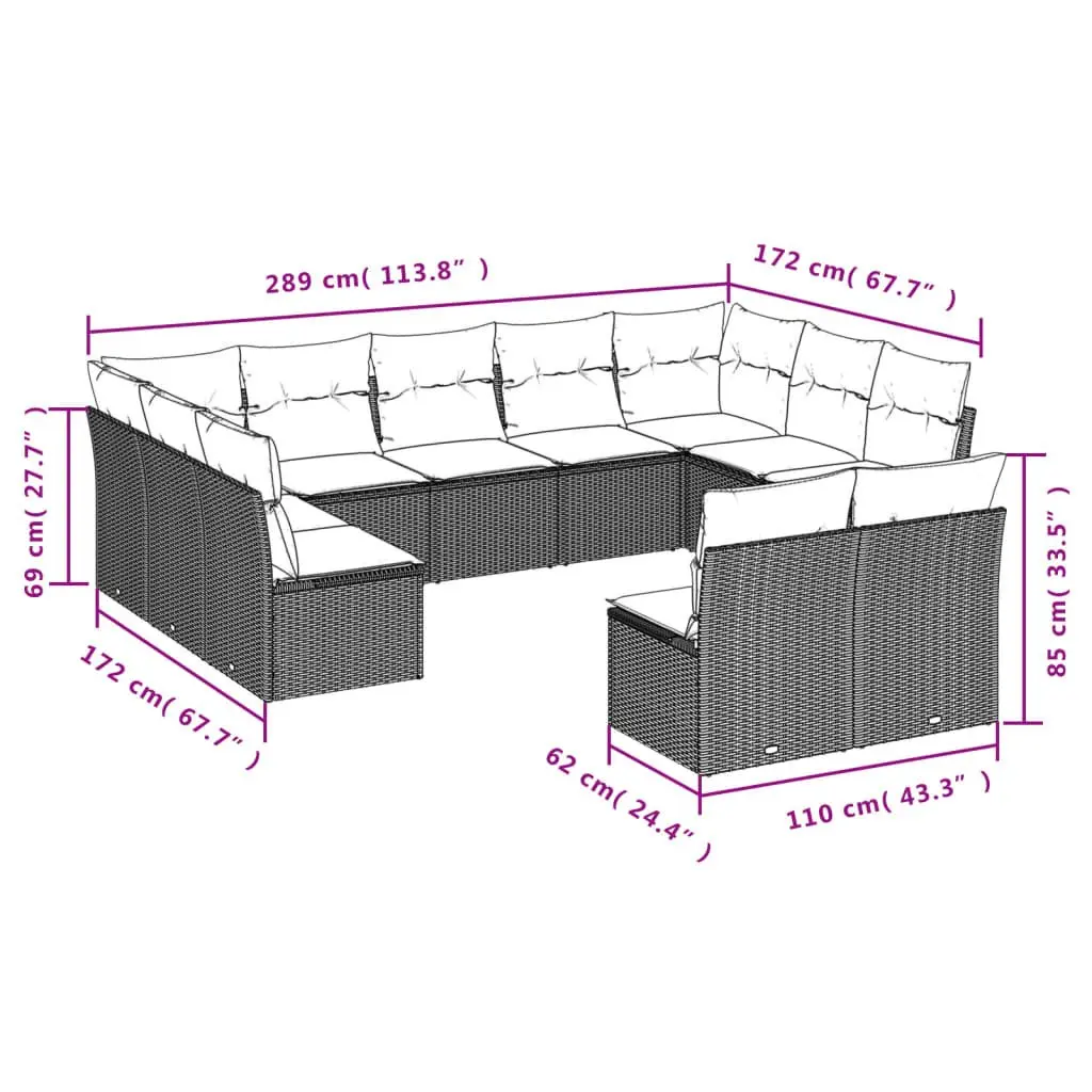 11 Piece Garden Sofa Set