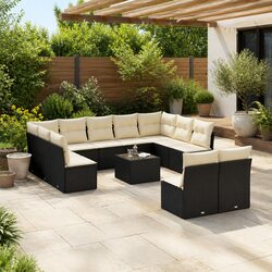 Friendly 12 Piece Outdoor Sofa Set in Black Rattan