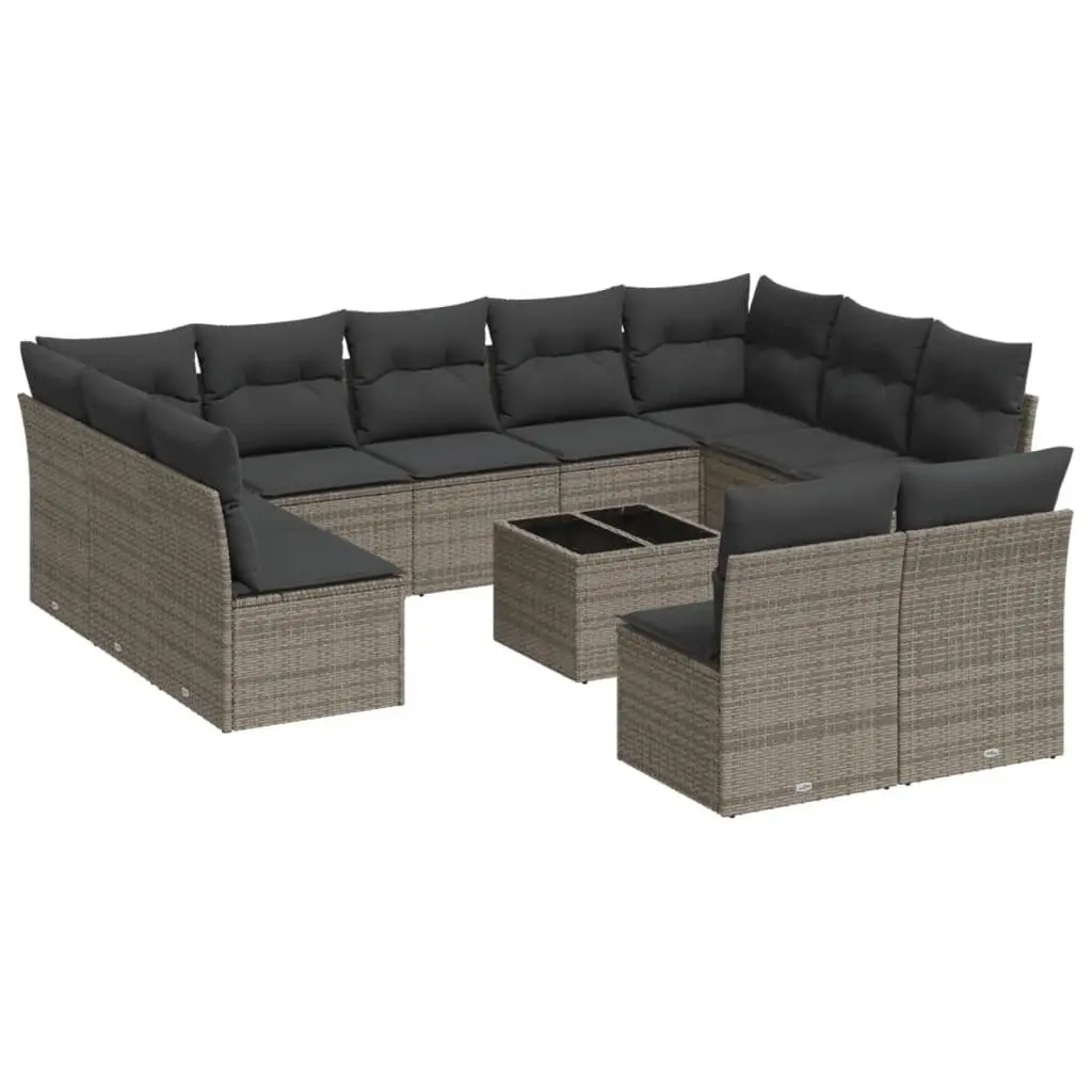 Garden Sofa Set 12 Piece Outdoor Furniture Patio Seating Grey with Cushions