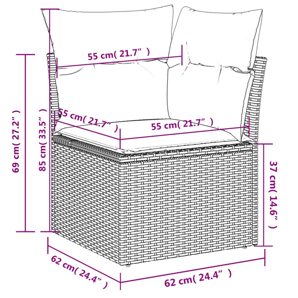 Garden Sofa Set 12 Piece Outdoor Furniture Black Poly Rattan Modular Patio
