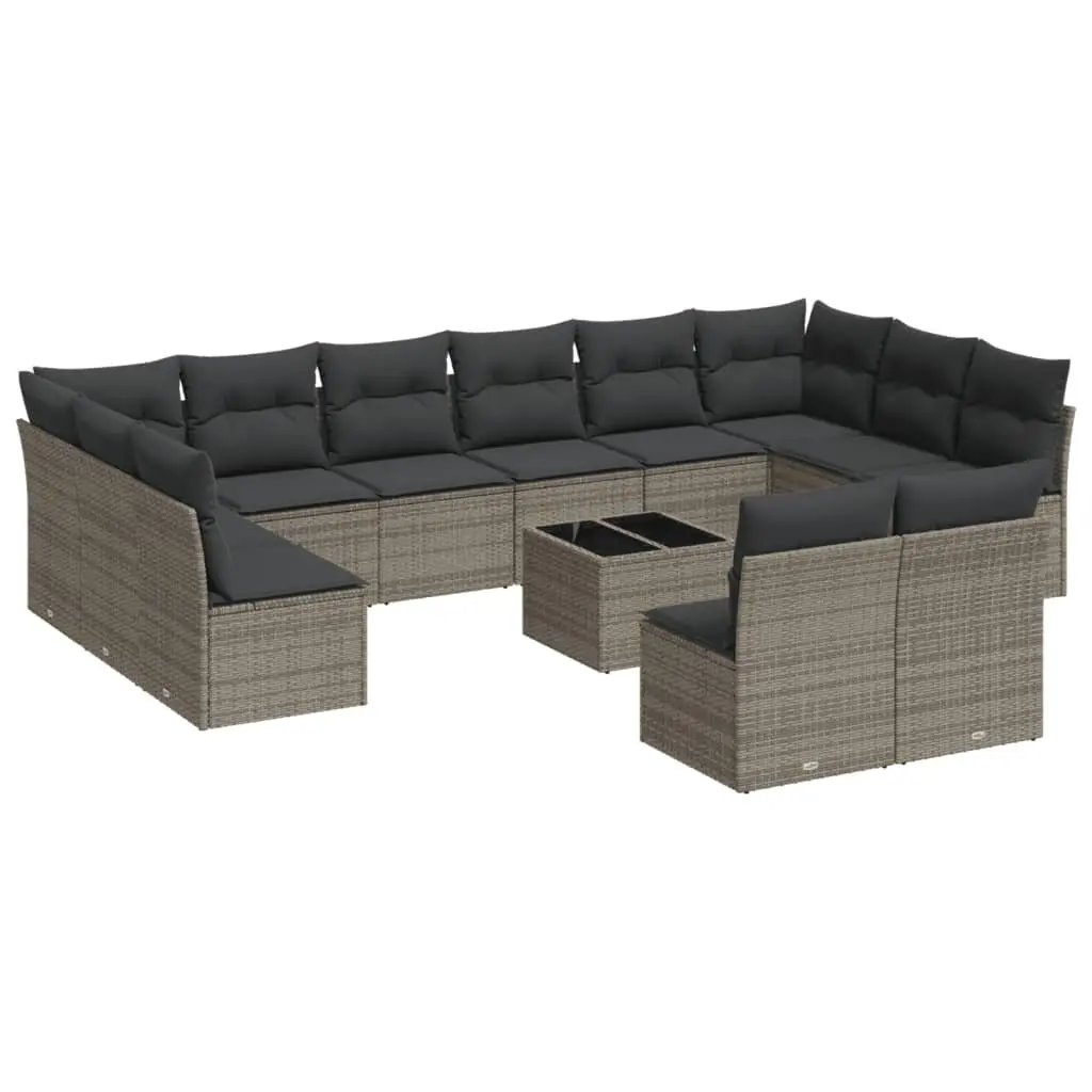 Garden Sofa Set Grey Poly Rattan 13 Piece Outdoor Furniture