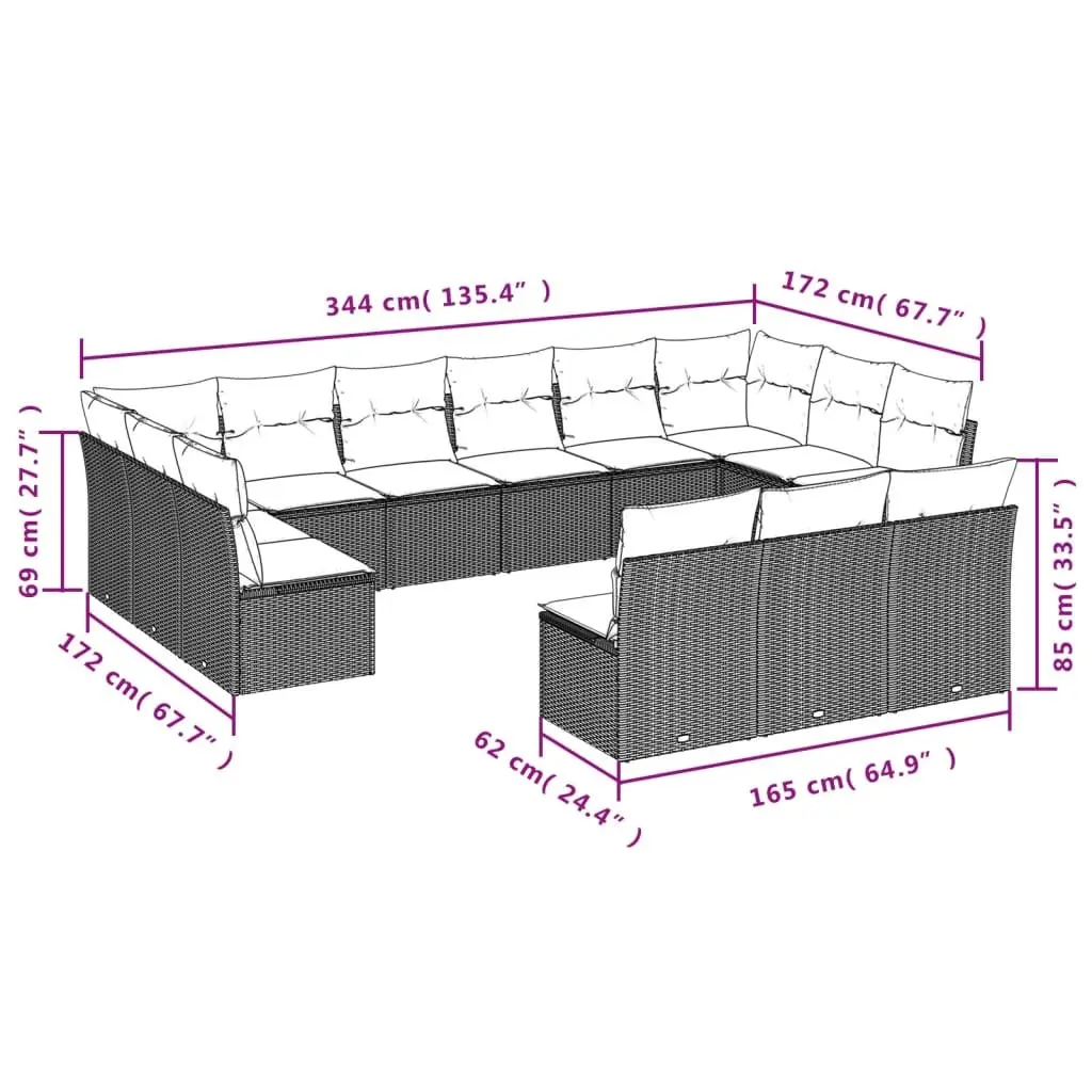 13 Piece Garden Sofa Set in Grey