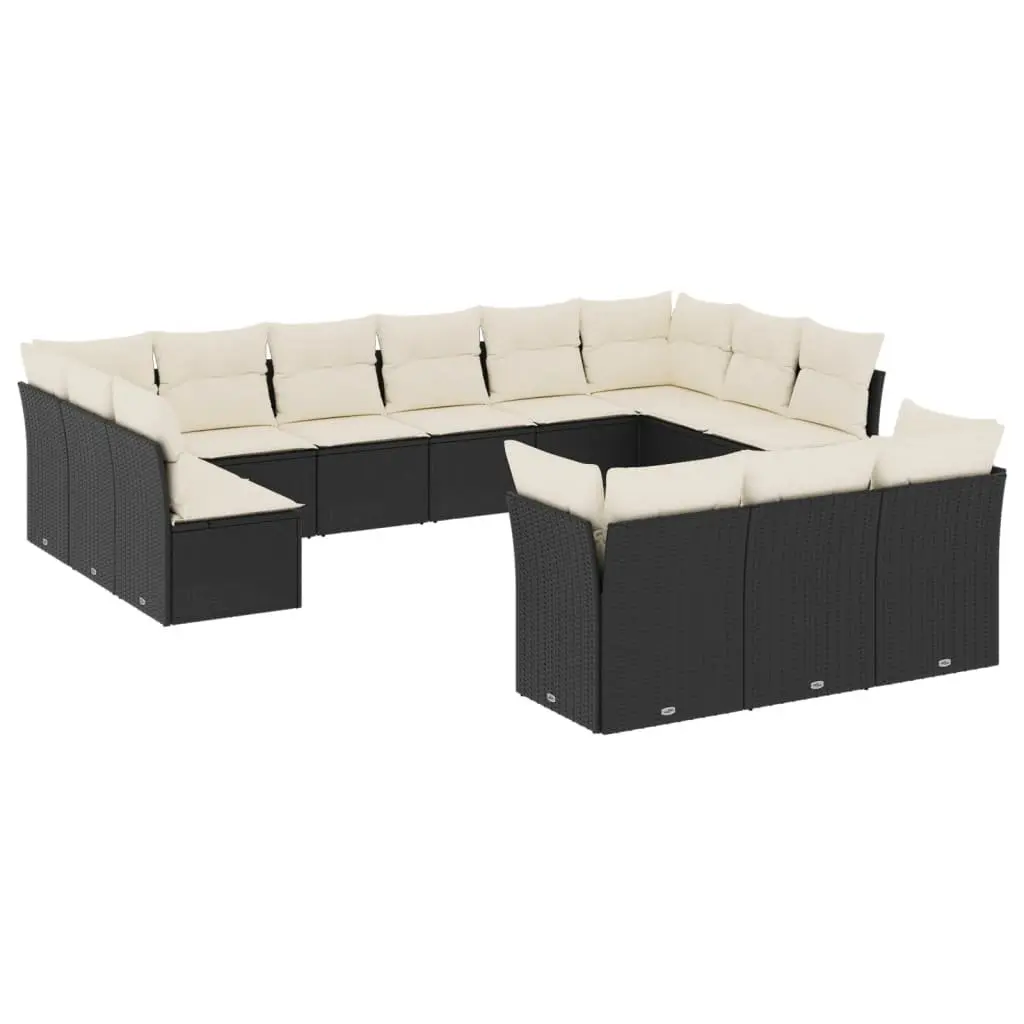 Outdoor Garden Sofa Set Modular Black Poly Rattan 13 Piece