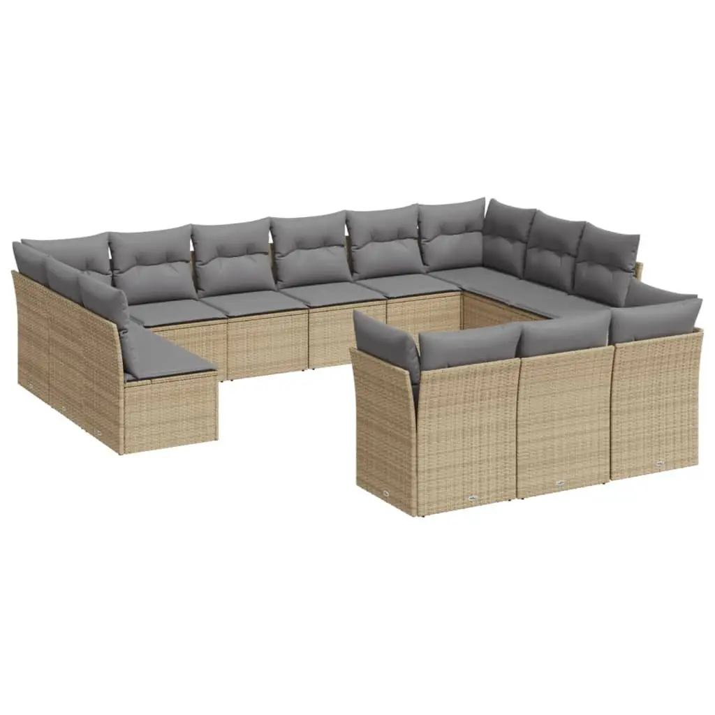 Modular Outdoor Sofa Set 13 Piece Patio Furniture with Cushions Beige