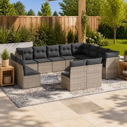 Garden Sofa Set 12 Piece Outdoor Furniture Modular Patio Lounge with Cushions