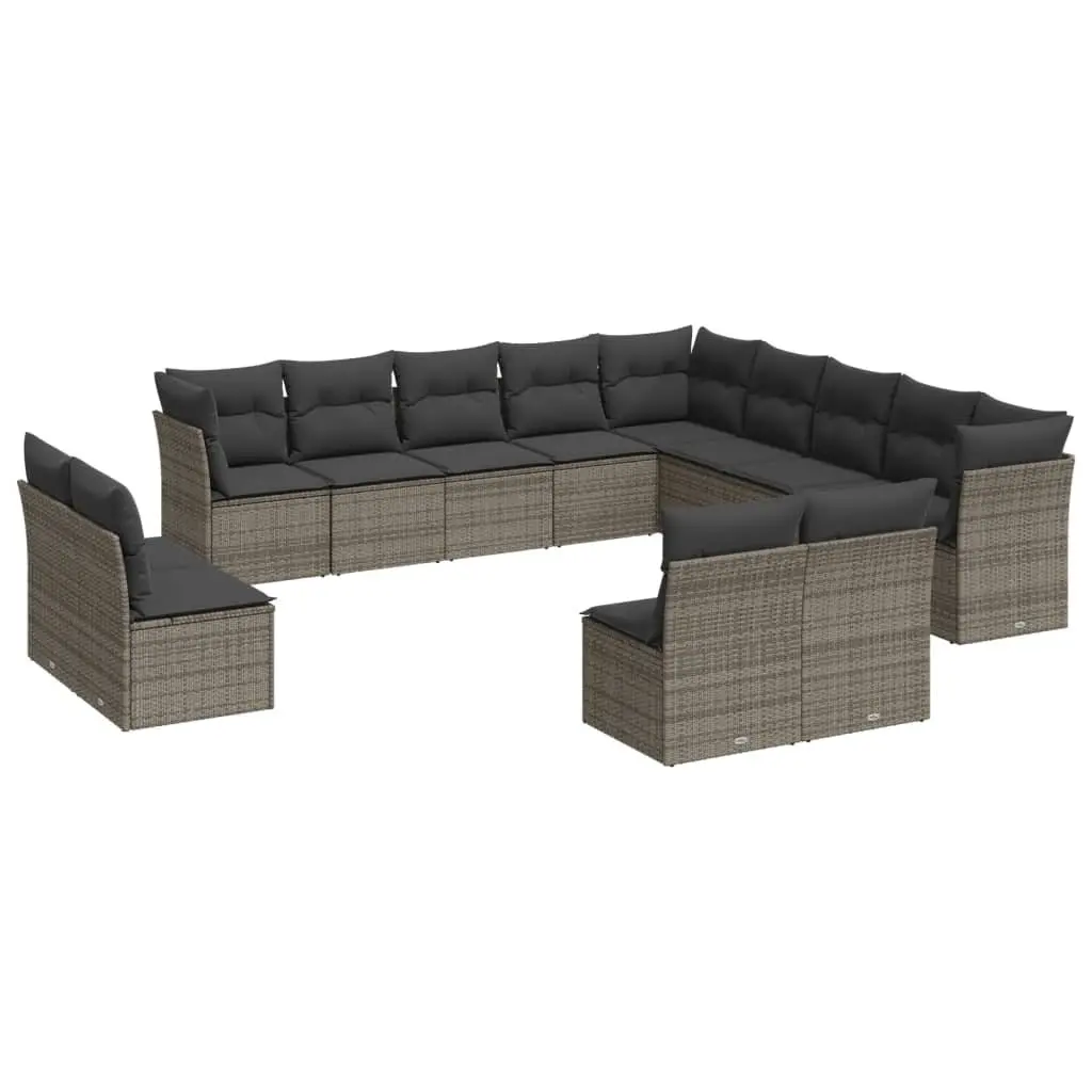 13 Piece Garden Sofa Set Grey Outdoor Furniture Patio Sectional with Cushions