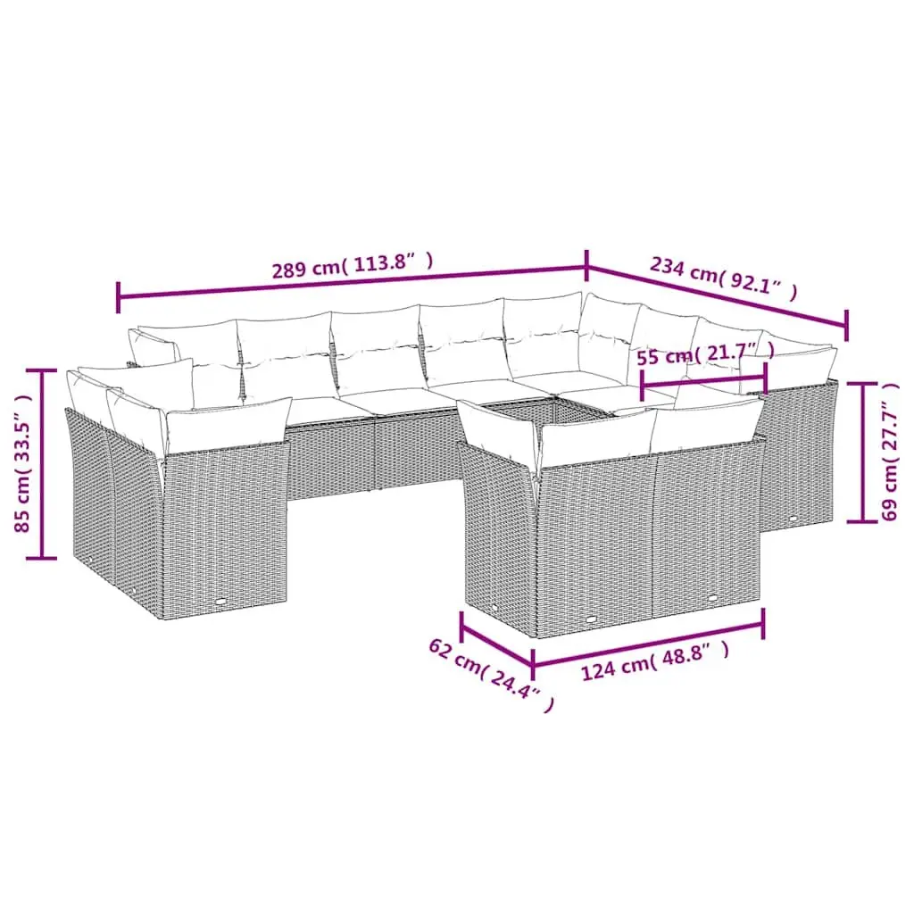 12 Piece Outdoor Furniture Sofa Set