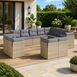 12-Piece Beige Rattan Outdoor Sofa Set for Your Space