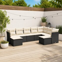 Friendly 9 Piece Garden Sofa Set - Black Rattan Furniture