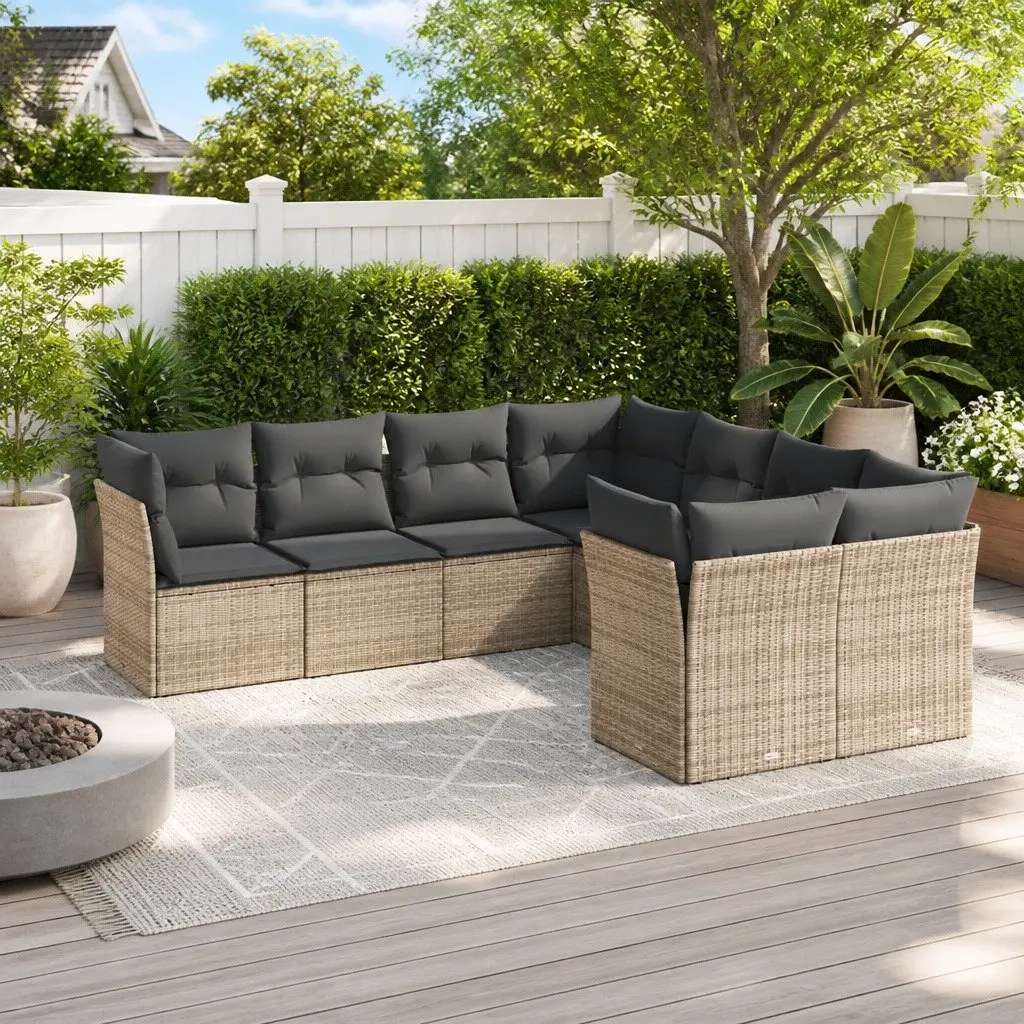 Garden Sofa Set Modular 8 Piece Outdoor Furniture Grey with Cushions