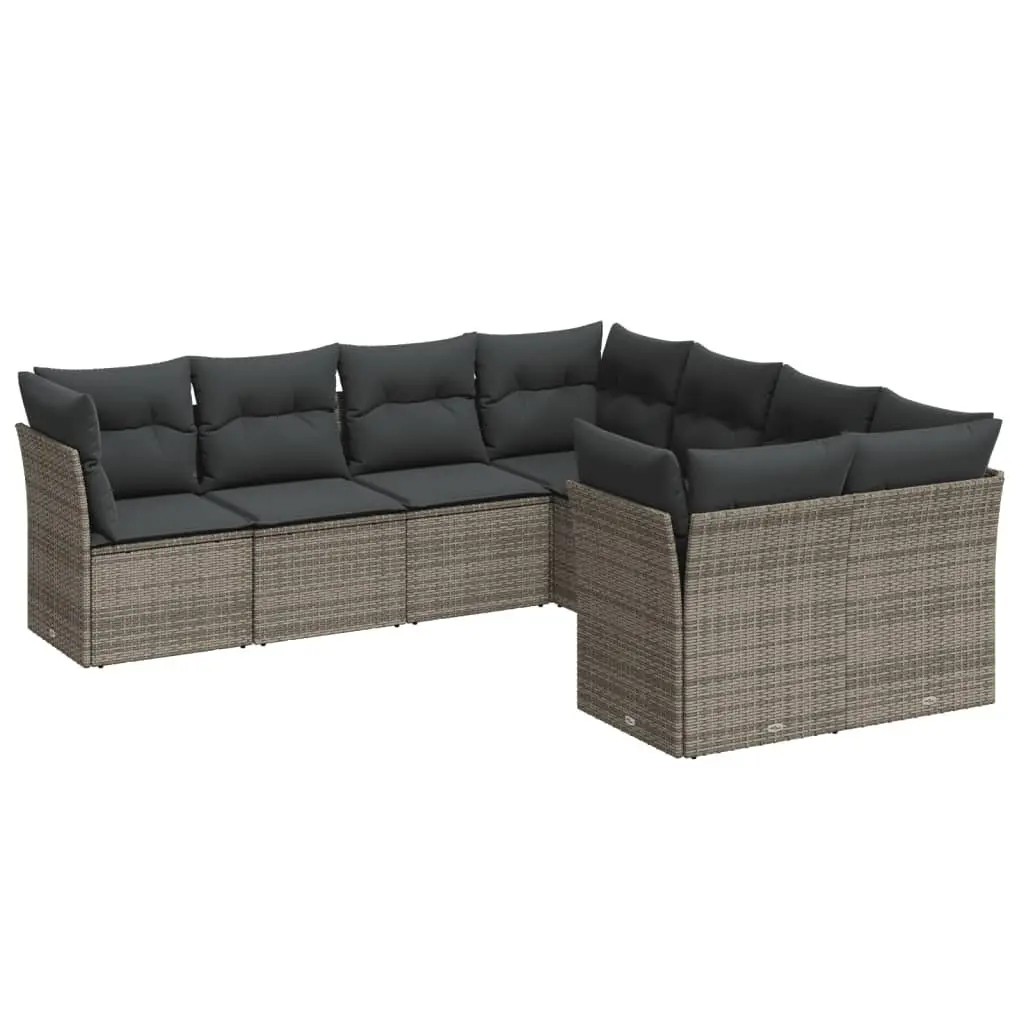 Garden Sofa Set Modular 8 Piece Outdoor Furniture Grey with Cushions