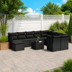 Friendly 11-Piece Modular Garden Sofa Set in Black