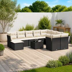 Friendly 11-Piece Black Garden Sofa Set for Your Space