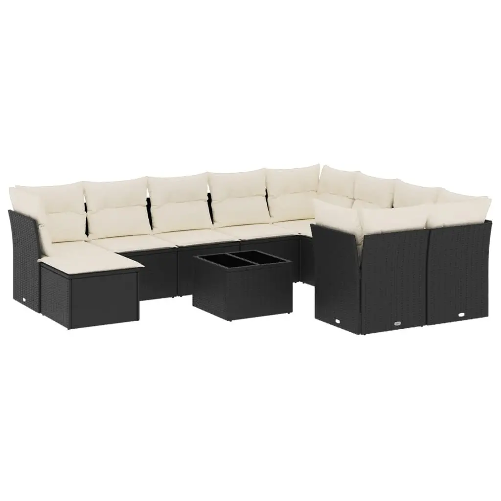 Garden Sofa Set 11 Piece Black Poly Rattan Outdoor Furniture Patio Seating