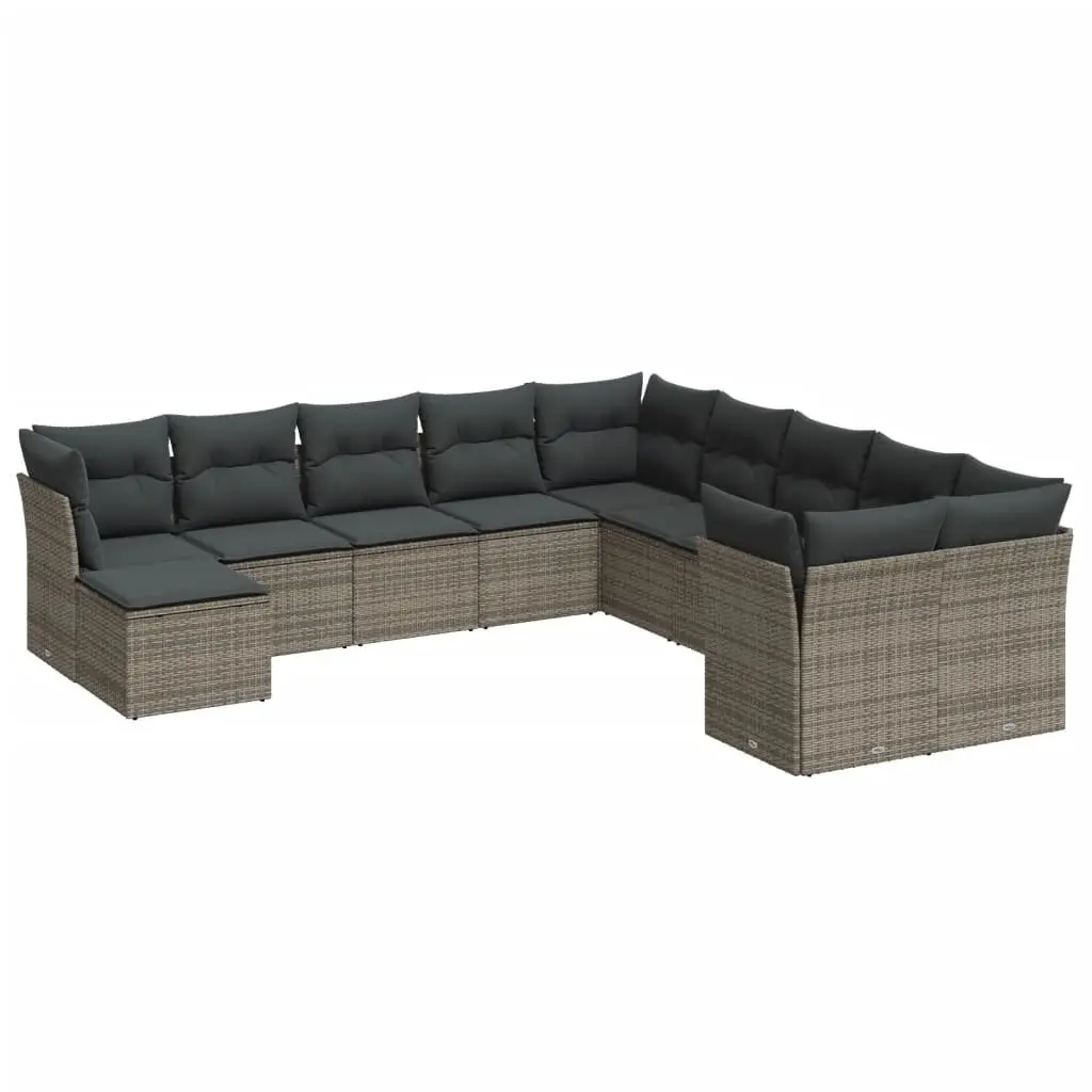 Garden Sofa Set 11 Piece Outdoor Furniture Patio Grey Modular Rattan Cushions