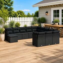Garden Sofa Set 12 Piece Outdoor Furniture Patio Seating Black Rattan Modular