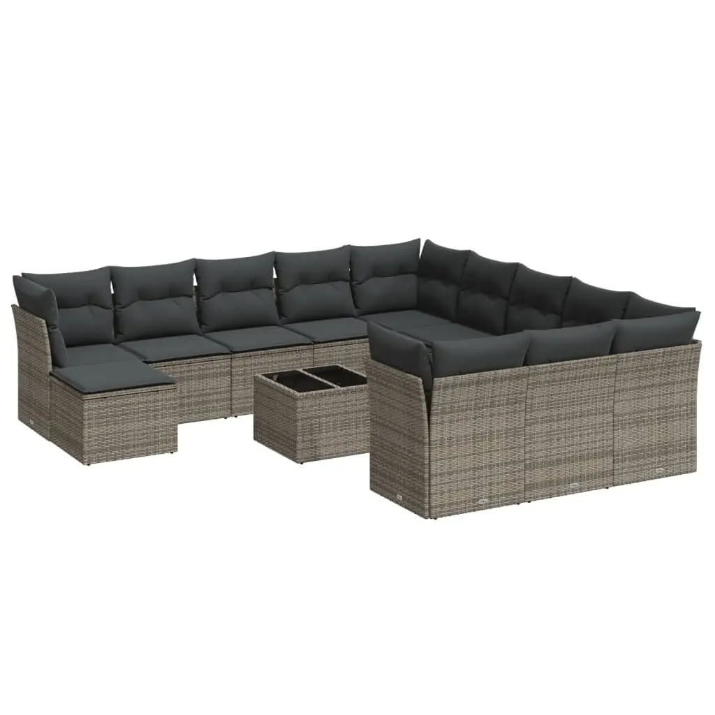 Garden Sofa Set 13 Piece Outdoor Furniture Patio Seating Grey Poly Rattan with
