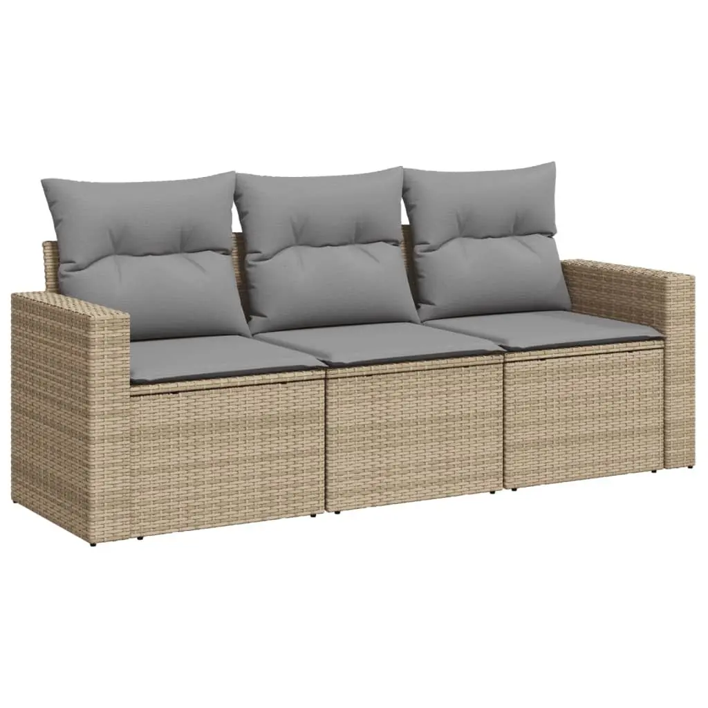 Garden Sofa Set 3 Piece Outdoor Furniture Patio Beige Cushions Modular