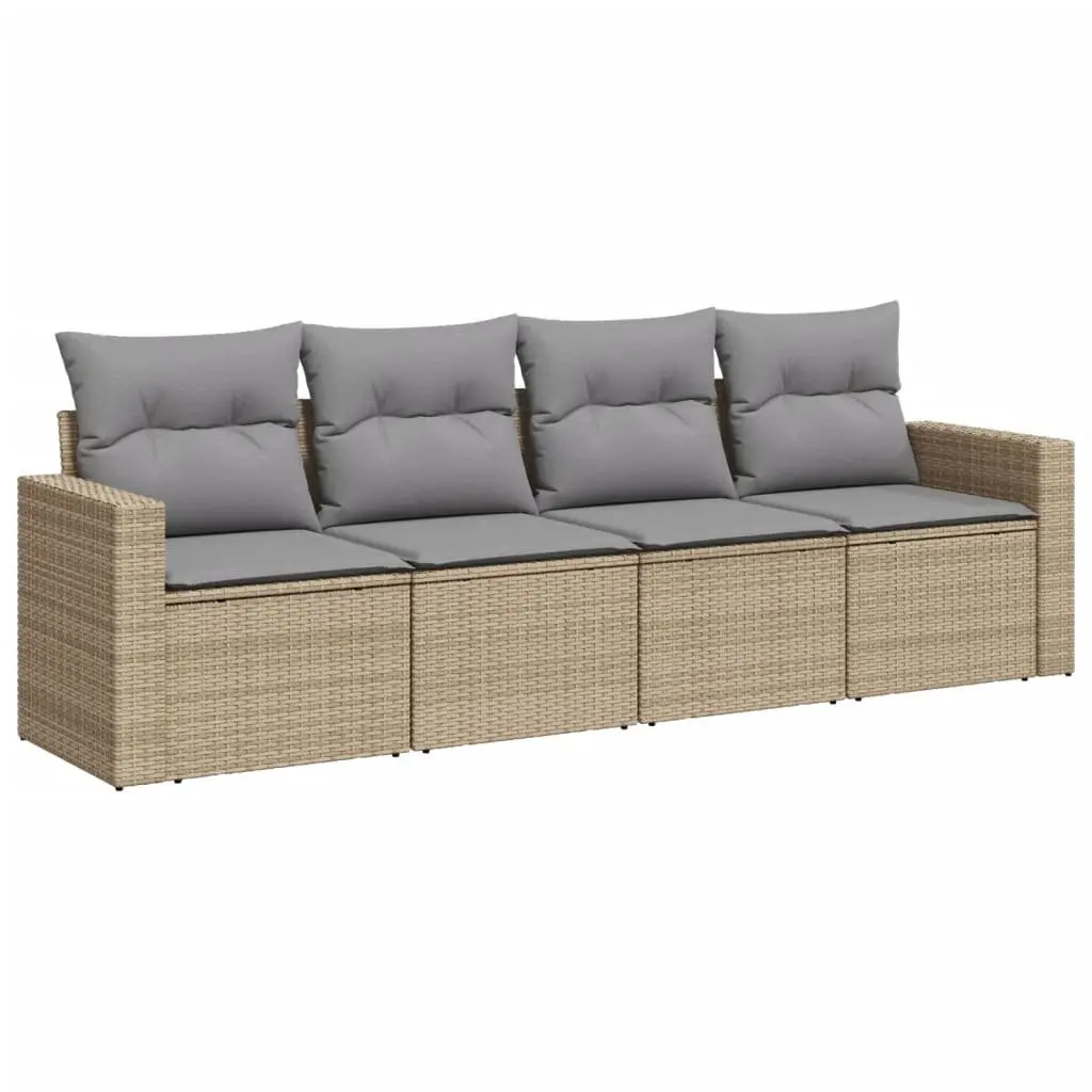 Garden Sofa Set 4 Piece Outdoor Furniture Patio Beige with Cushions Modular