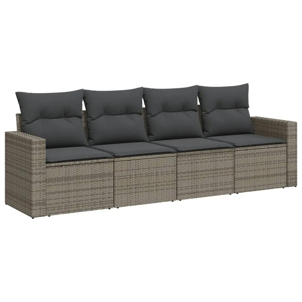 Garden Sofa Set 4 Piece Outdoor Furniture Patio Grey Poly Rattan Modular Lounge