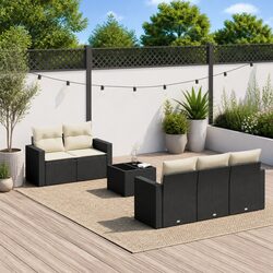 Garden Sofa Set 6 Piece Outdoor Furniture Patio Seating with Cushions Black