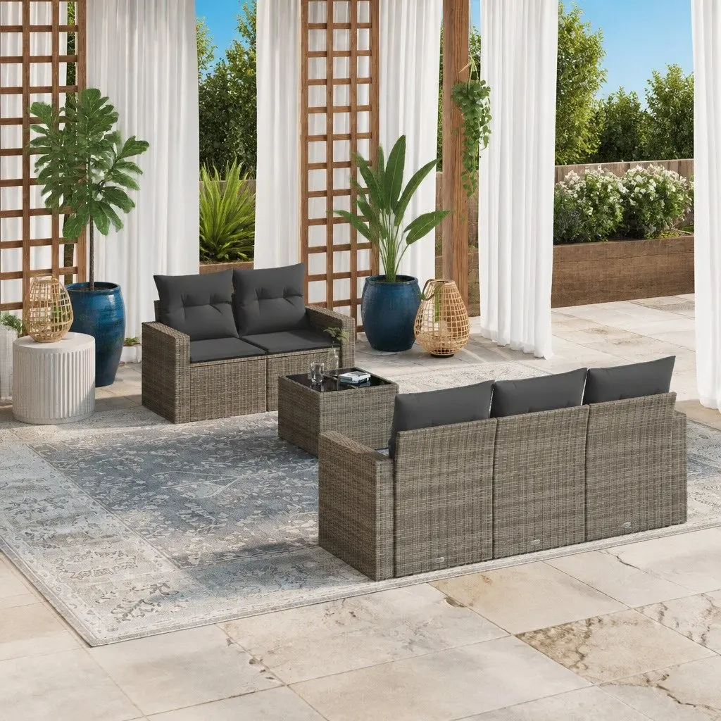 Garden Sofa Set Modular Grey 6 Piece Outdoor Furniture Patio Lounge