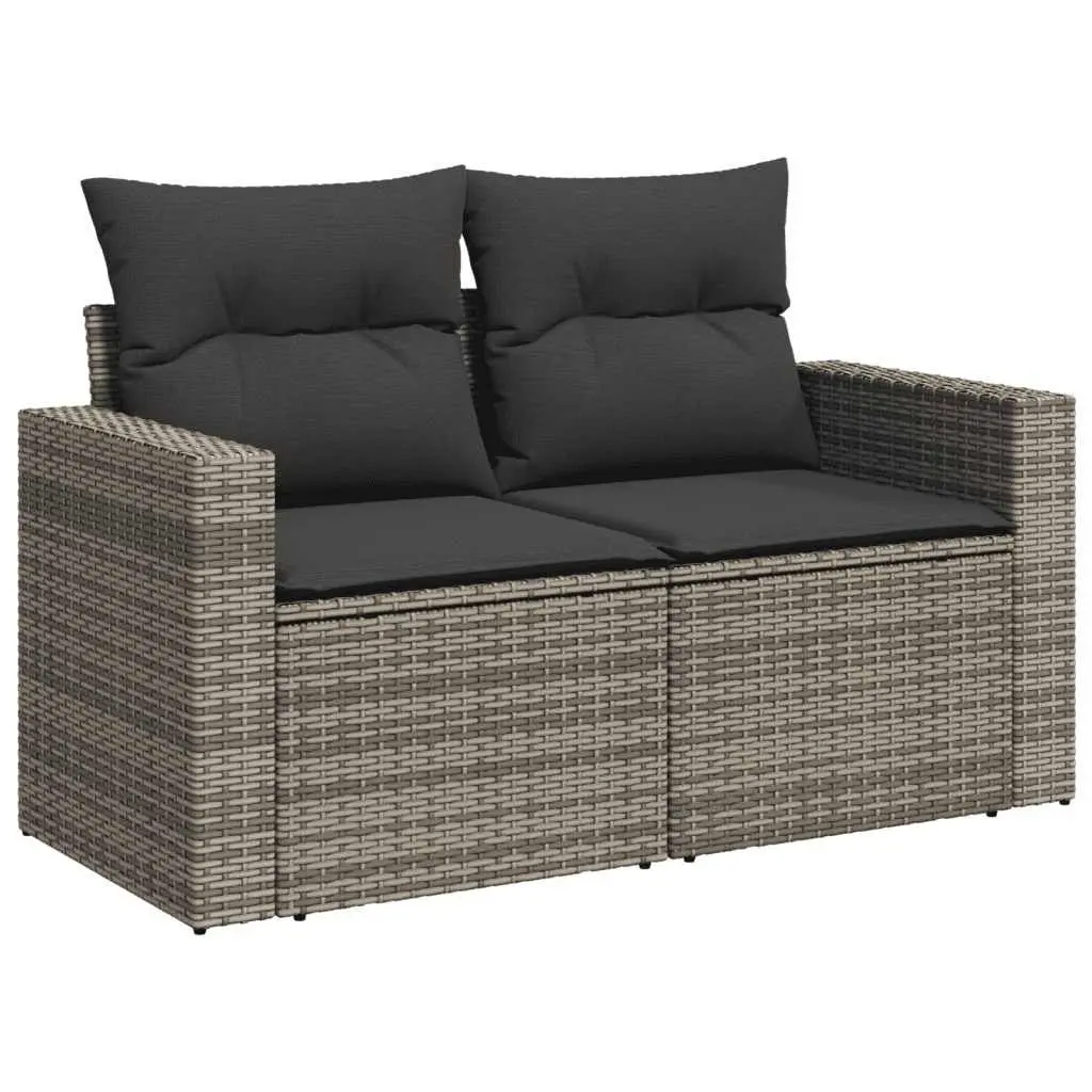 Garden Sofa Set 8 Piece Outdoor Furniture Grey Poly Rattan Patio with Cushions