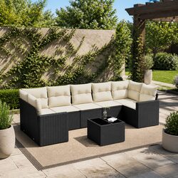 Your Friendly 8-Piece Black Rattan Garden Sofa Set