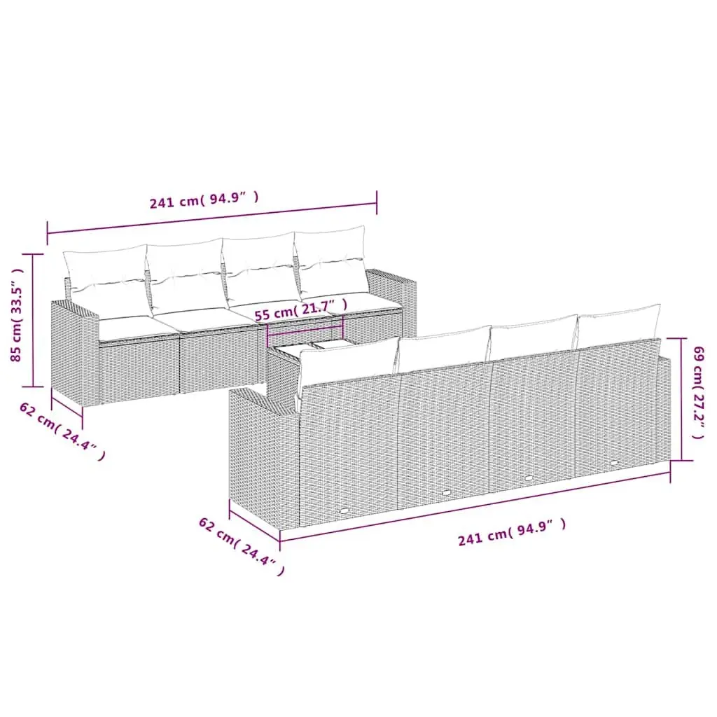 9 Piece Garden Sofa Set