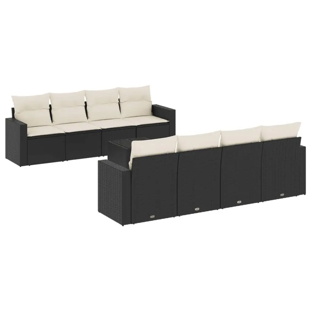 9 Piece Garden Sofa Set Outdoor Furniture Patio Sectional with Cushions Black