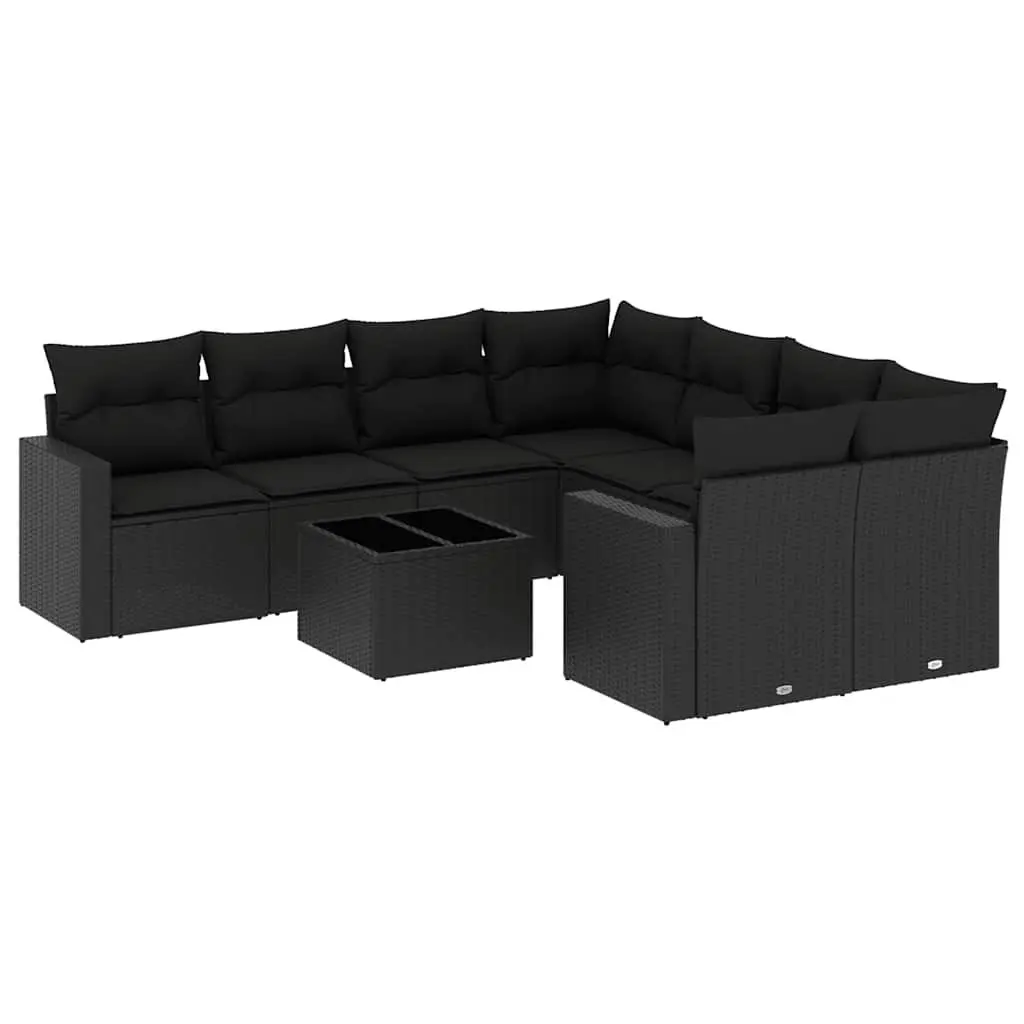 Garden Sofa Set 9 Piece Outdoor Furniture Patio Seating with Cushions Black