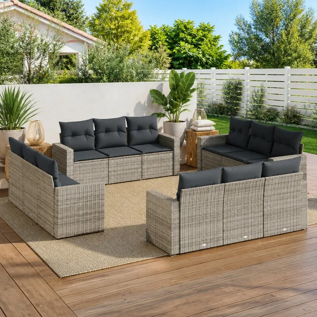 Garden Sofa Set Modular Outdoor Furniture Grey 12 Piece