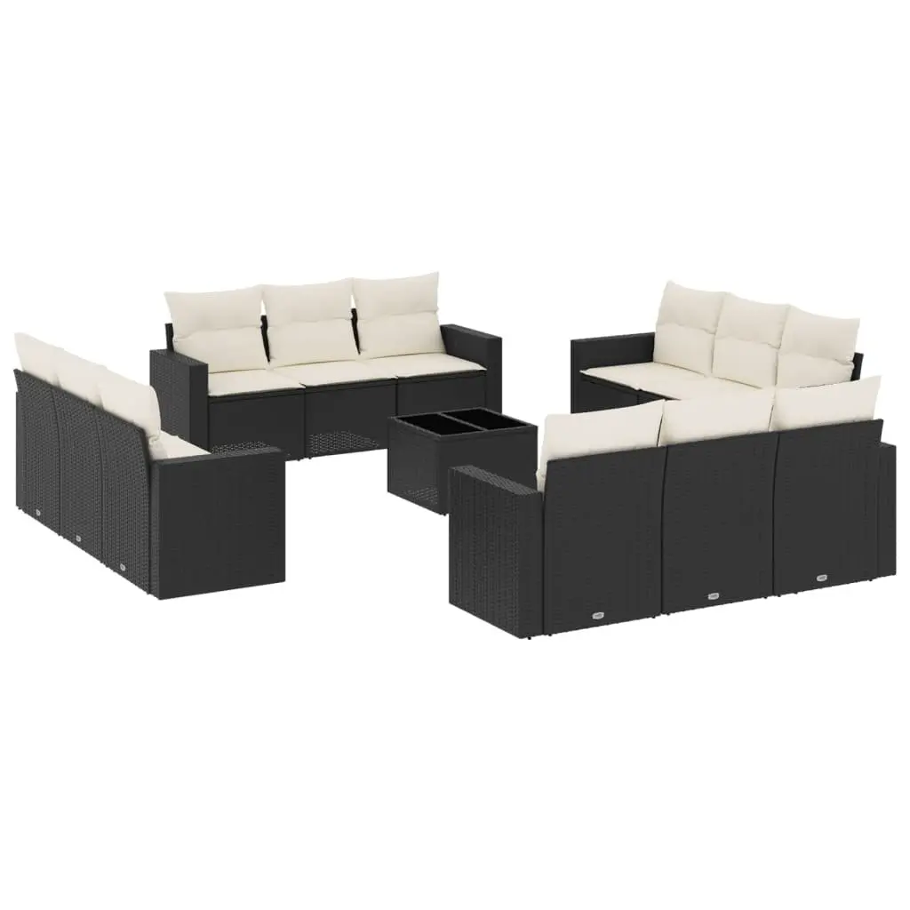 Garden Sofa Set 13 Piece Outdoor Furniture Black Poly Rattan Modular Patio