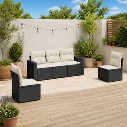 Garden Sofa Set 5 Piece Outdoor Furniture Patio Lounge with Cushions Black