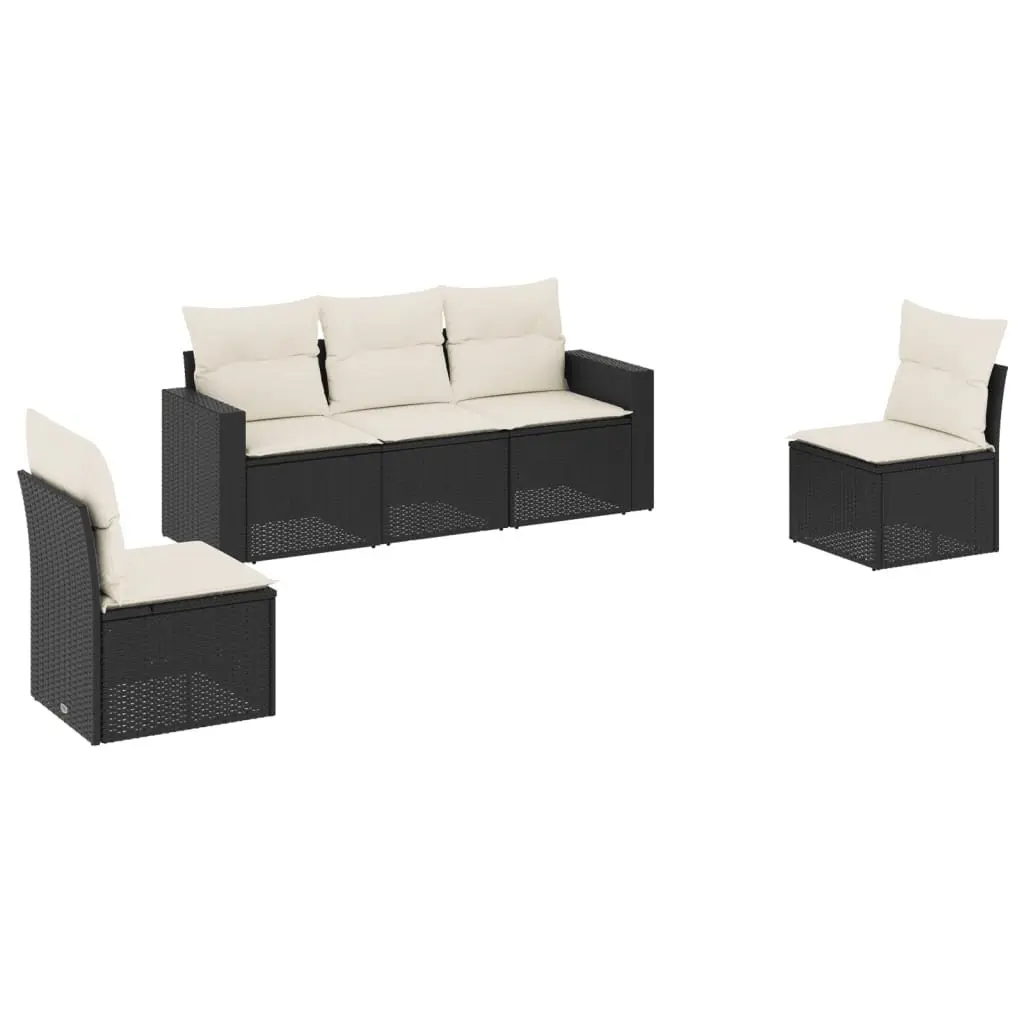 Garden Sofa Set 5 Piece Outdoor Furniture Patio Lounge with Cushions Black