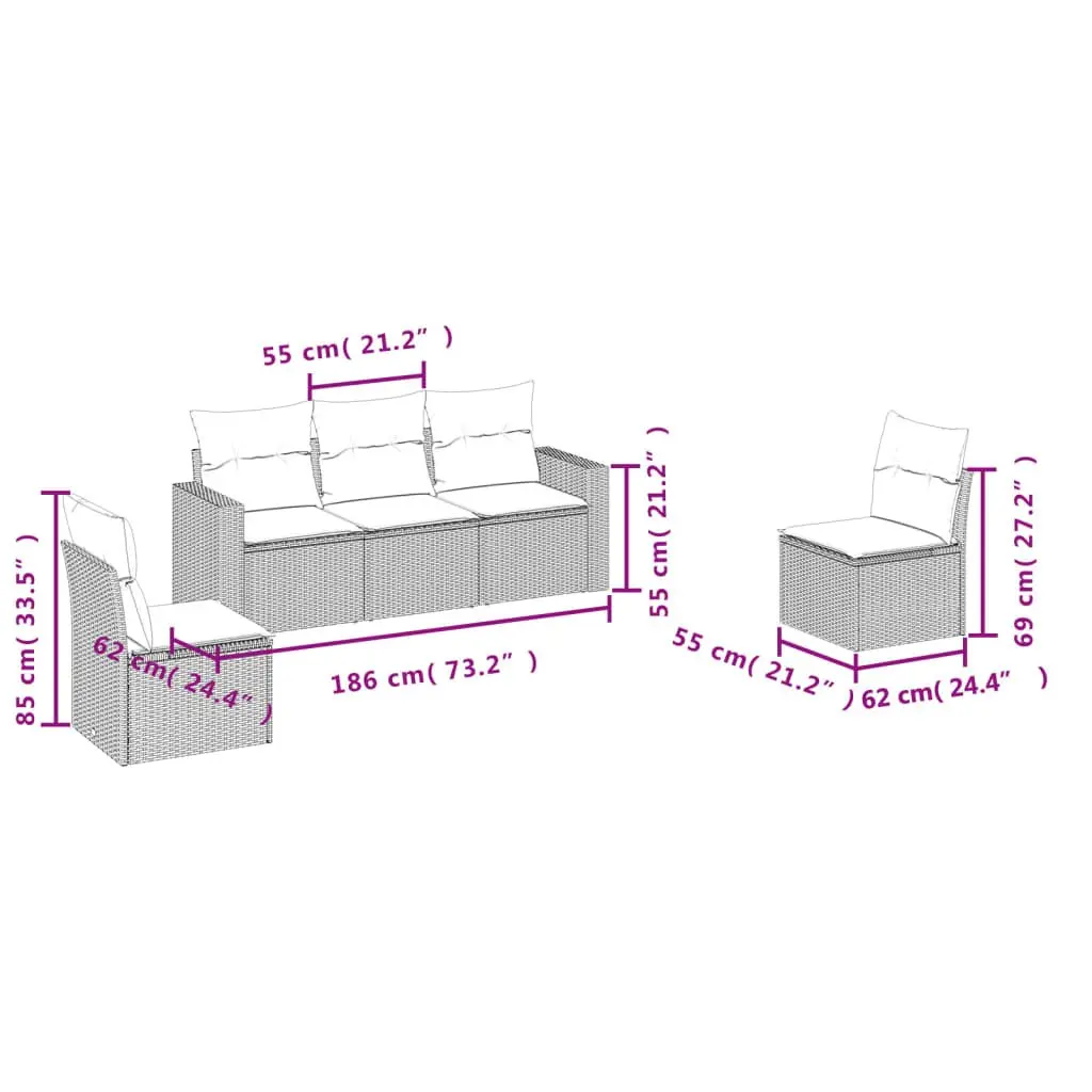 5 Piece Sofa Set