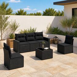 Your Ideal Outdoor Sofa Set - 6 Piece Black Rattan