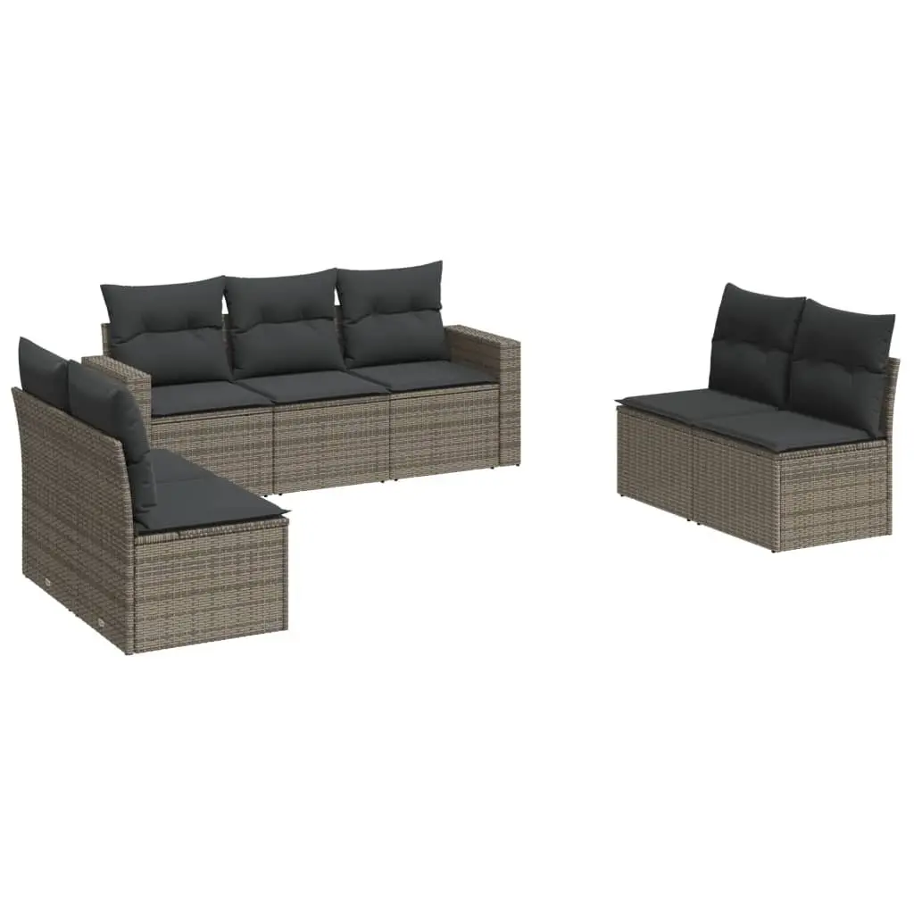 Garden Sofa Set 7 Piece Outdoor Furniture Patio Sectional with Cushions Grey