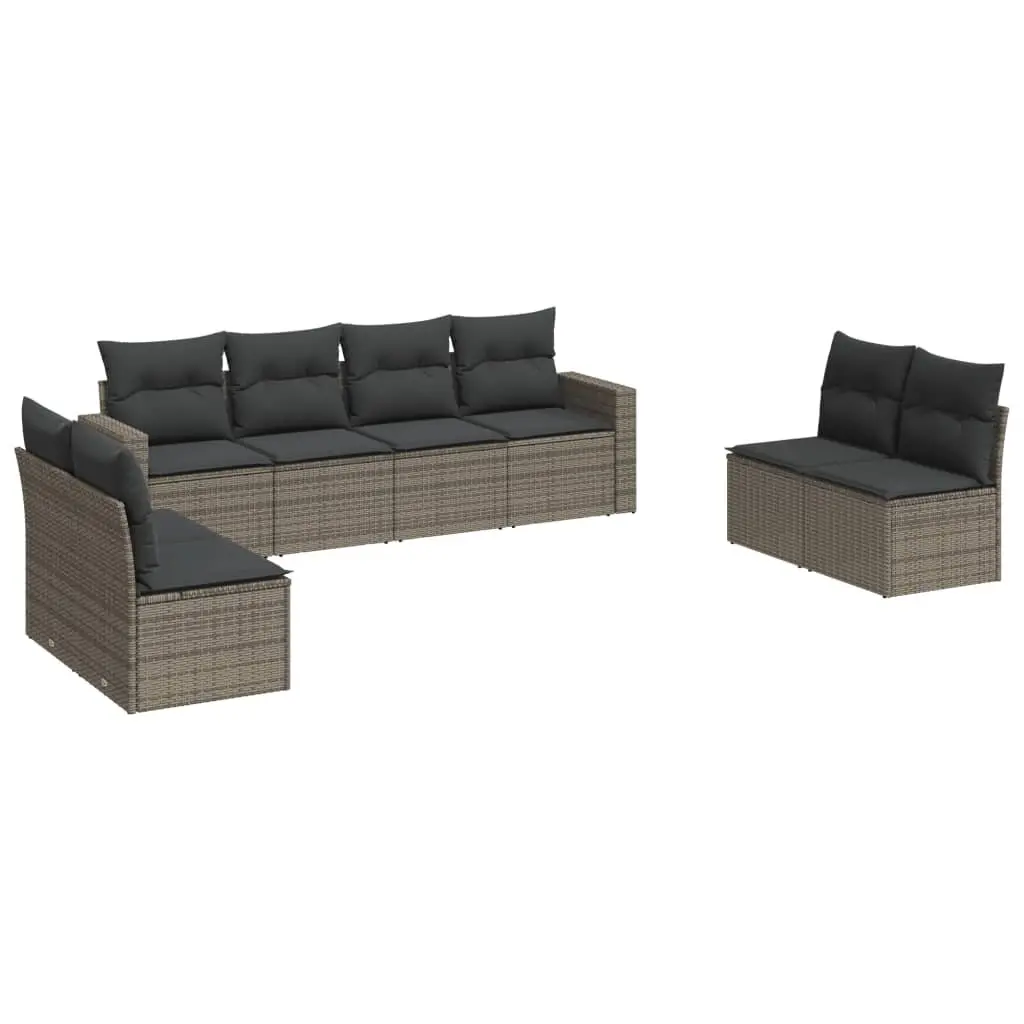 Garden Sofa Set 8 Piece Outdoor Furniture Patio Seating Grey with Cushions