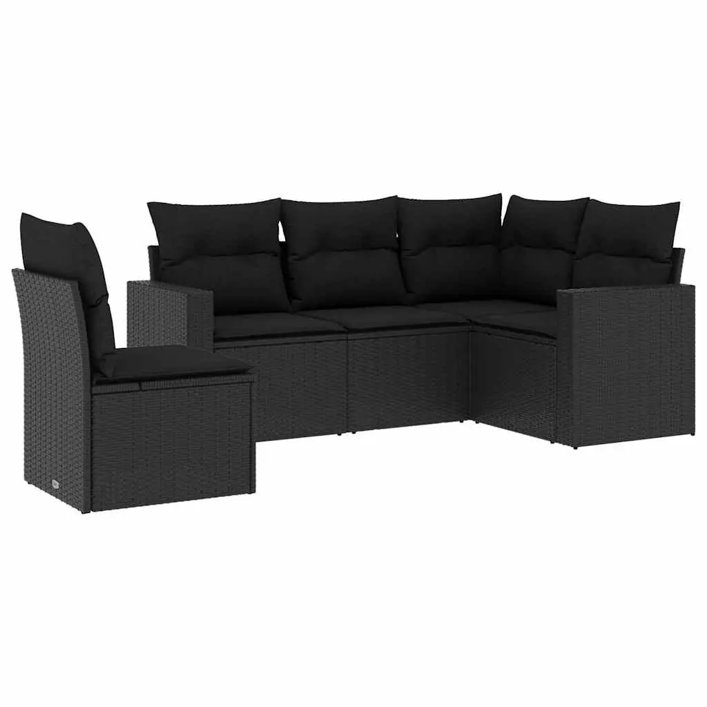 Garden Sofa Set 5 Piece Outdoor Furniture Patio Sectional with Cushions Black