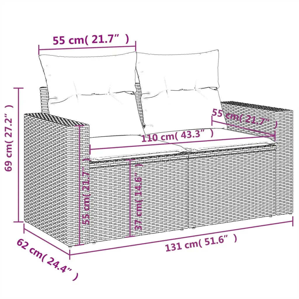 5 Piece Outdoor Sofa Set with Cushions