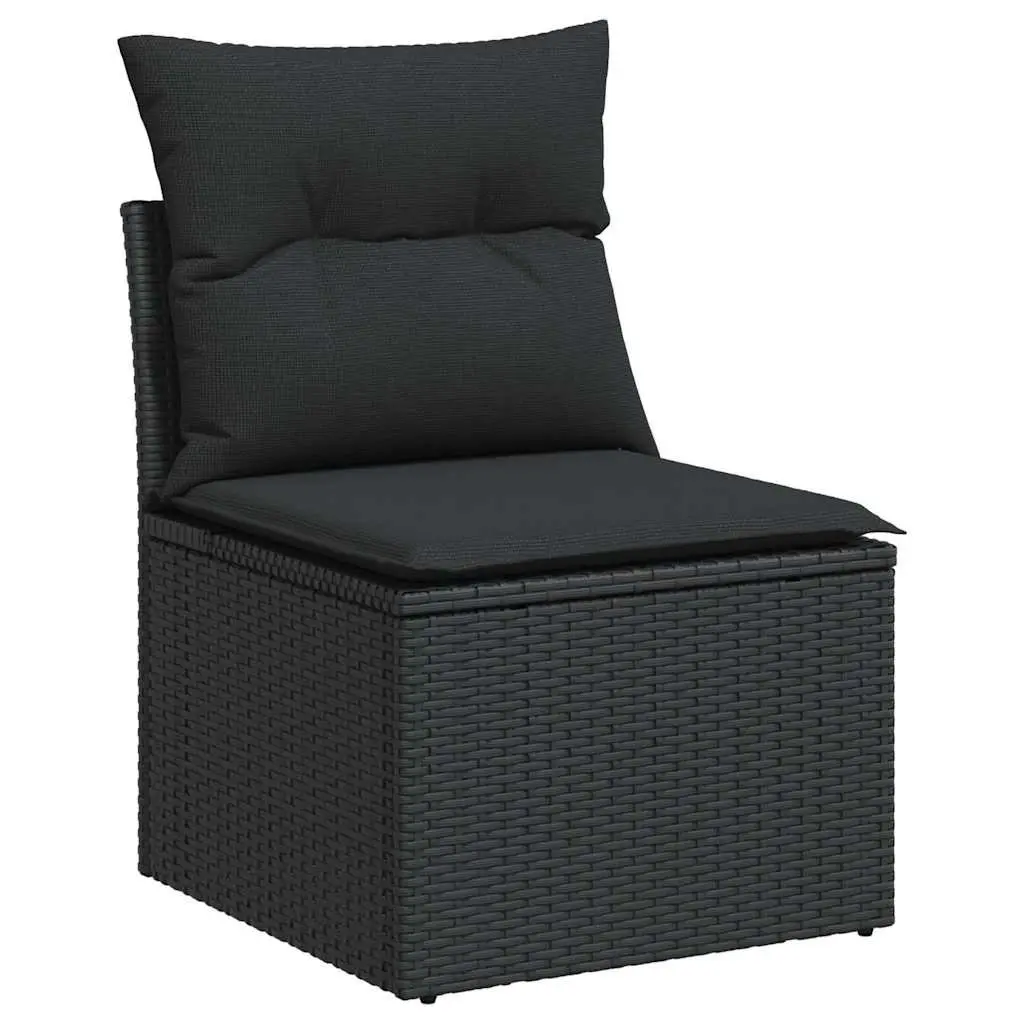 6 Piece Garden Sofa Set Outdoor Patio Furniture Black Poly Rattan with Cushions